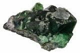 Apple-Green Cubic Fluorite Crystal Cluster with Calcite - China #163560-1